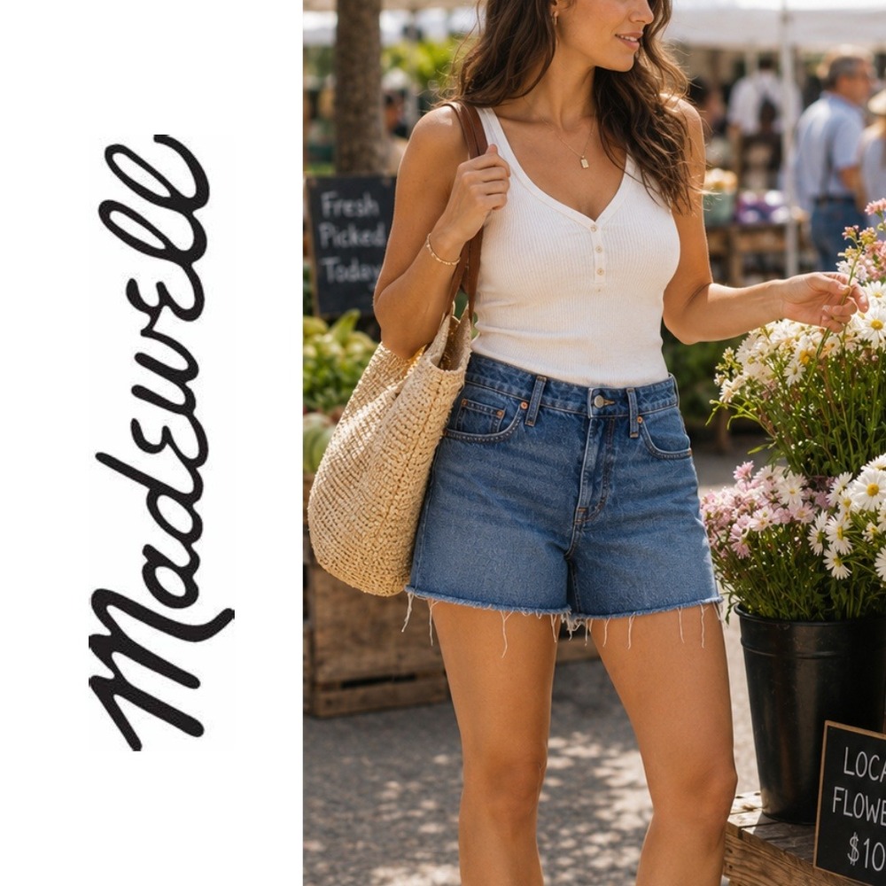 Madewell, The Curvy‎ Perfect Vintage Short Burnett Wash Denim ND700 Size 31